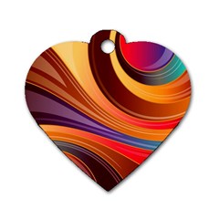 Abstract Colorful Background Wavy Dog Tag Heart (one Side)