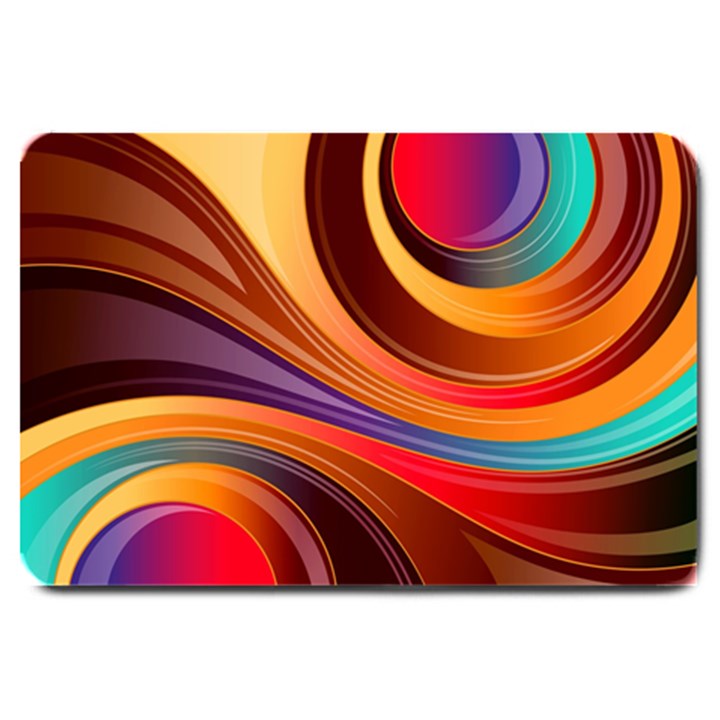 Abstract Colorful Background Wavy Large Doormat 