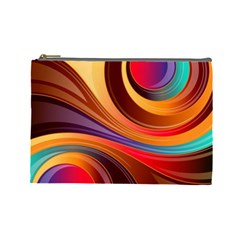 Abstract Colorful Background Wavy Cosmetic Bag (Large) 