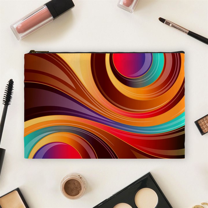 Abstract Colorful Background Wavy Cosmetic Bag (Large) 