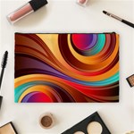 Abstract Colorful Background Wavy Cosmetic Bag (Large)  Back