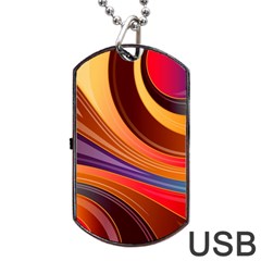 Abstract Colorful Background Wavy Dog Tag USB Flash (One Side)