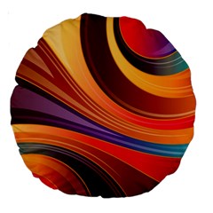 Abstract Colorful Background Wavy Large 18  Premium Round Cushions