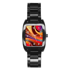 Abstract Colorful Background Wavy Stainless Steel Barrel Watch