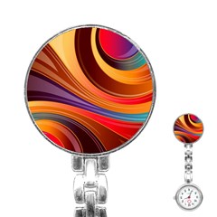 Abstract Colorful Background Wavy Stainless Steel Nurses Watch