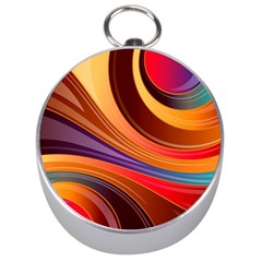 Abstract Colorful Background Wavy Silver Compasses