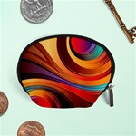 Abstract Colorful Background Wavy Accessory Pouches (Small)  Front