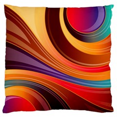 Abstract Colorful Background Wavy Large Flano Cushion Case (One Side)