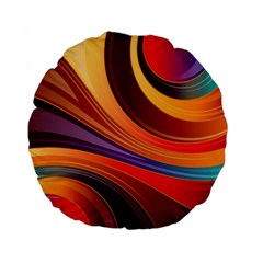 Abstract Colorful Background Wavy Standard 15  Premium Flano Round Cushions