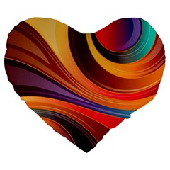 Abstract Colorful Background Wavy Large 19  Premium Flano Heart Shape Cushions