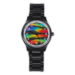 Colorful Background Stainless Steel Round Watch by Nexatart