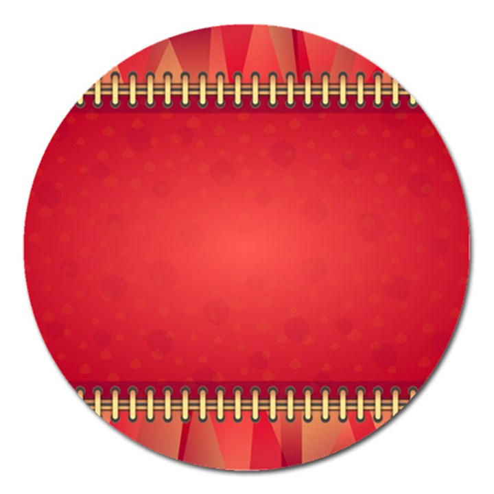 Background Red Abstract Magnet 5  (Round)