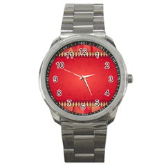 Background Red Abstract Sport Metal Watch