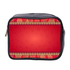 Background Red Abstract Mini Toiletries Bag 2-Side