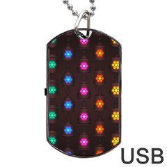 Lanterns Background Lamps Light Dog Tag Usb Flash (one Side) by Nexatart