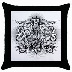 Forest Patrol Tribal Abstract Throw Pillow Case (black) by Nexatart