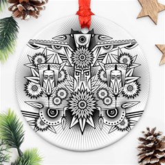 Forest Patrol Tribal Abstract Round Ornament (two Sides) by Nexatart