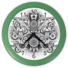 Forest Patrol Tribal Abstract Color Wall Clocks by Nexatart