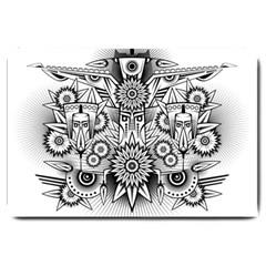 Forest Patrol Tribal Abstract Large Doormat  by Nexatart