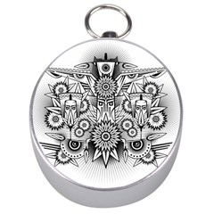 Forest Patrol Tribal Abstract Silver Compasses by Nexatart