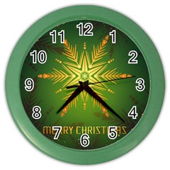 Christmas Snowflake Card E Card Color Wall Clocks by Nexatart