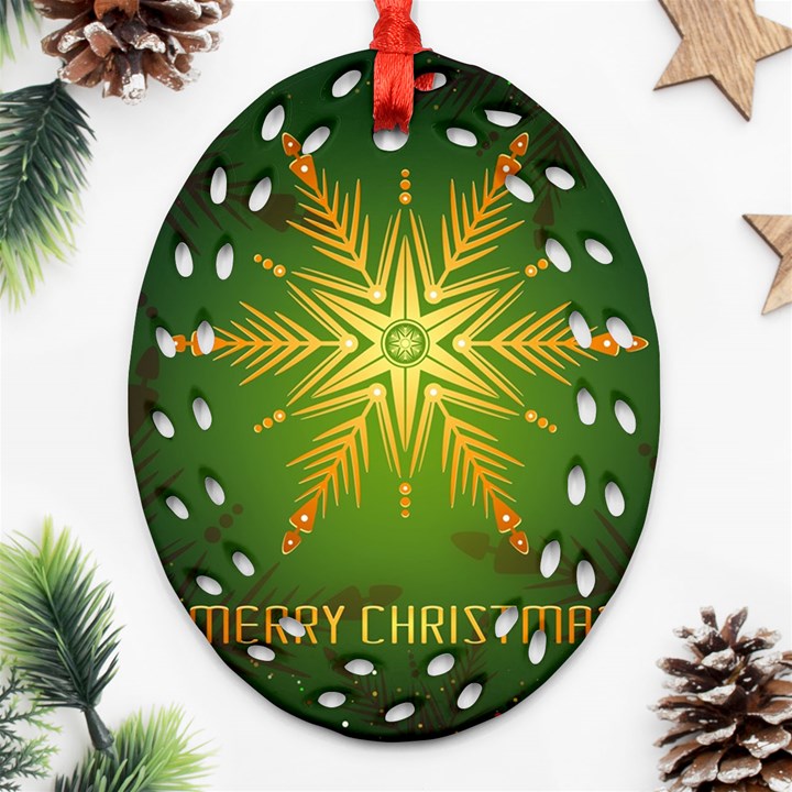 Christmas Snowflake Card E Card Ornament (Oval Filigree)