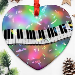 Piano Keys Music Colorful 3d Ornament (heart) by Nexatart