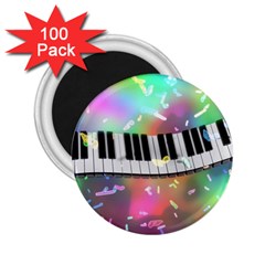 Piano Keys Music Colorful 3d 2 25  Magnets (100 Pack)  by Nexatart