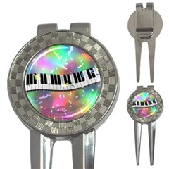 Piano Keys Music Colorful 3d 3-in-1 Golf Divots by Nexatart