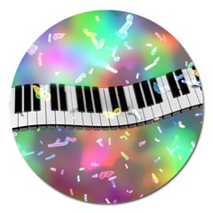 Piano Keys Music Colorful 3d Magnet 5  (round) by Nexatart