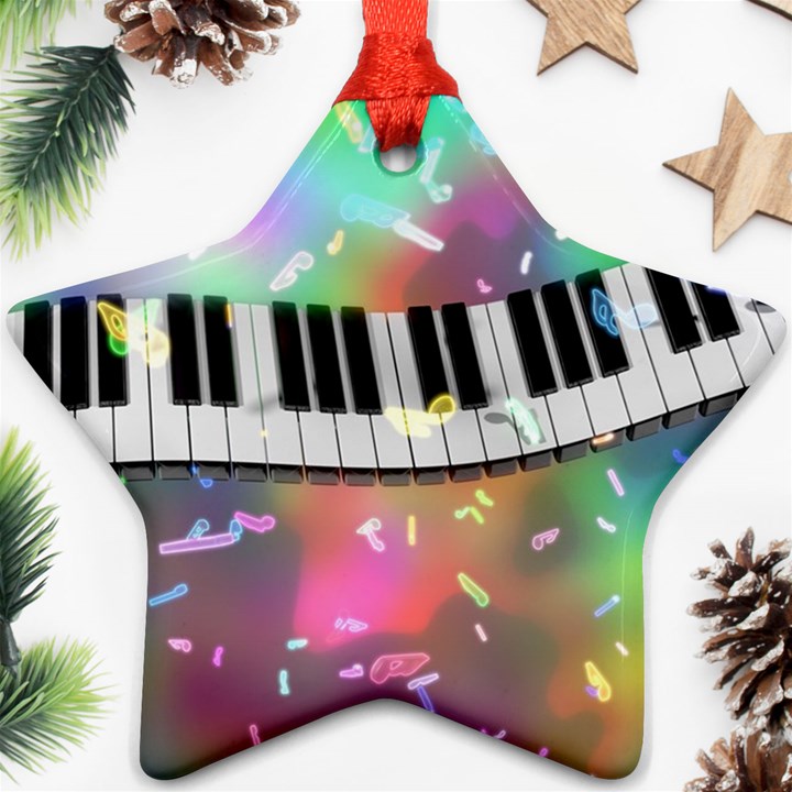 Piano Keys Music Colorful 3d Star Ornament (Two Sides)