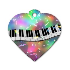 Piano Keys Music Colorful 3d Dog Tag Heart (one Side)