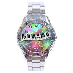 Piano Keys Music Colorful 3d Stainless Steel Analogue Watch by Nexatart