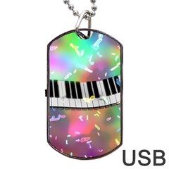 Piano Keys Music Colorful 3d Dog Tag Usb Flash (one Side) by Nexatart