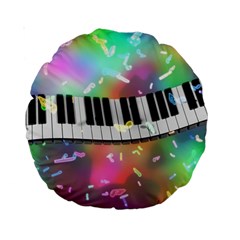 Piano Keys Music Colorful 3d Standard 15  Premium Round Cushions by Nexatart