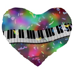 Piano Keys Music Colorful 3d Large 19  Premium Heart Shape Cushions by Nexatart