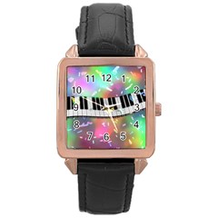 Piano Keys Music Colorful 3d Rose Gold Leather Watch  by Nexatart