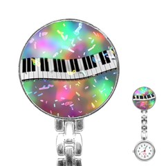 Piano Keys Music Colorful 3d Stainless Steel Nurses Watch by Nexatart