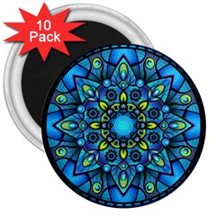 Mandala Blue Abstract Circle 3  Magnets (10 Pack)  by Nexatart