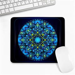 Mandala Blue Abstract Circle Large Mousepads by Nexatart