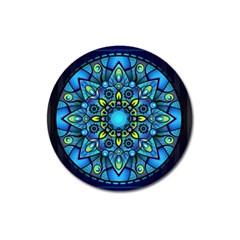 Mandala Blue Abstract Circle Magnet 3  (round) by Nexatart