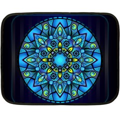 Mandala Blue Abstract Circle Double Sided Fleece Blanket (mini)  by Nexatart