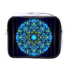 Mandala Blue Abstract Circle Mini Toiletries Bags by Nexatart