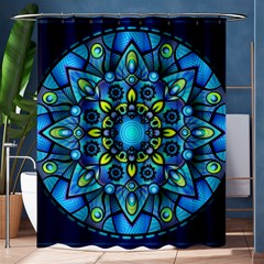 Mandala Blue Abstract Circle Shower Curtain 60  X 72  (medium)  by Nexatart