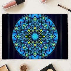 Mandala Blue Abstract Circle Cosmetic Bag (xxl)  by Nexatart