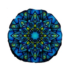 Mandala Blue Abstract Circle Standard 15  Premium Round Cushions by Nexatart