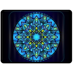 Mandala Blue Abstract Circle Double Sided Fleece Blanket (large)  by Nexatart