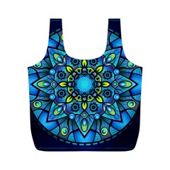 Mandala Blue Abstract Circle Full Print Recycle Bags (m)  by Nexatart