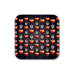 Love Heart Background Rubber Square Coaster (4 Pack)  by Nexatart