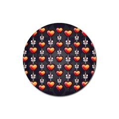 Love Heart Background Rubber Round Coaster (4 Pack)  by Nexatart